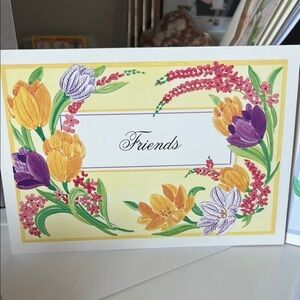 Vintage Blessed bouquets thinking of you card set with envelopes